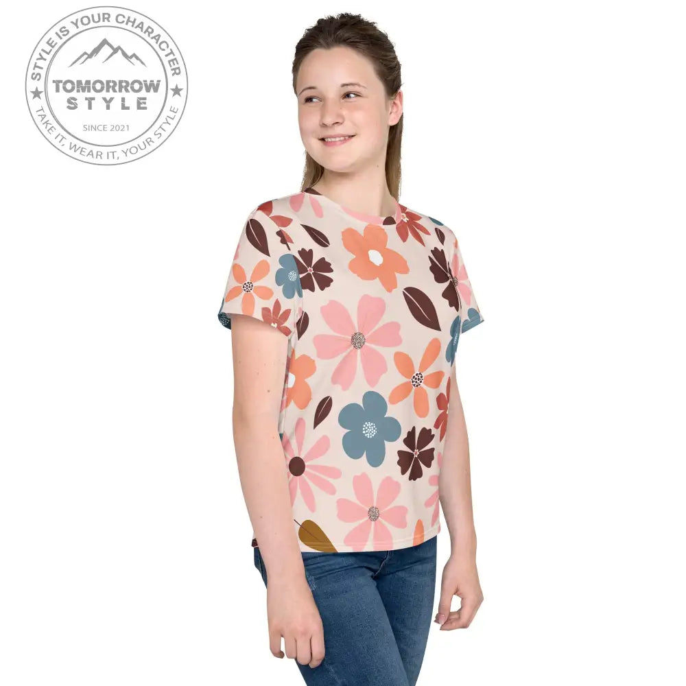 Mädchen Rundhals T-Shirt mit Blumemuster - Tomorrow Style