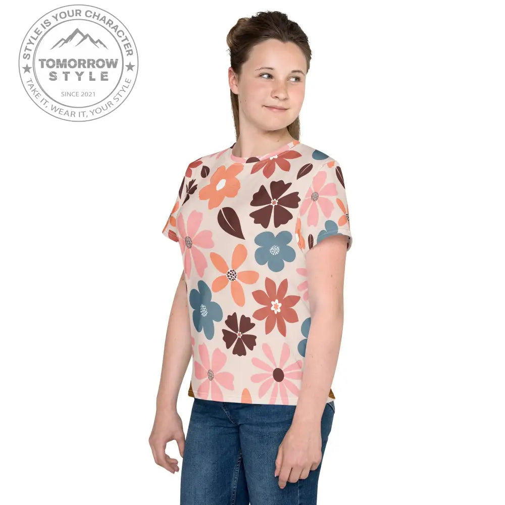 Mädchen Rundhals T-Shirt mit Blumemuster - Tomorrow Style