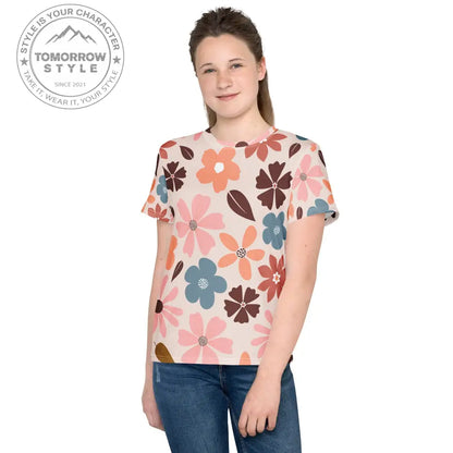Mädchen Rundhals T-Shirt mit Blumemuster - Tomorrow Style