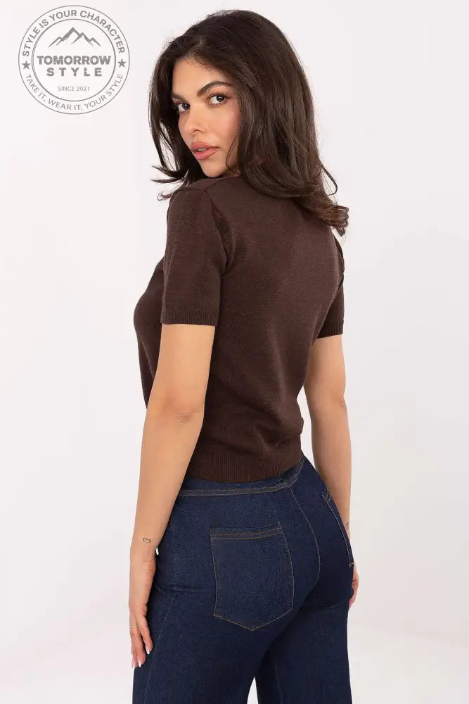 Modischer Damenpullover mit Herzdruck und rundem Ausschnitt - Tomorrow Style