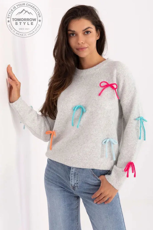 Modischer Damenpullover mit verspielten Schleifen - Tomorrow Style
