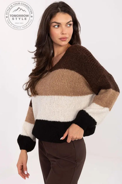 Modischer Oversize - Pullover mit Streifen für Damen - Tomorrow Style