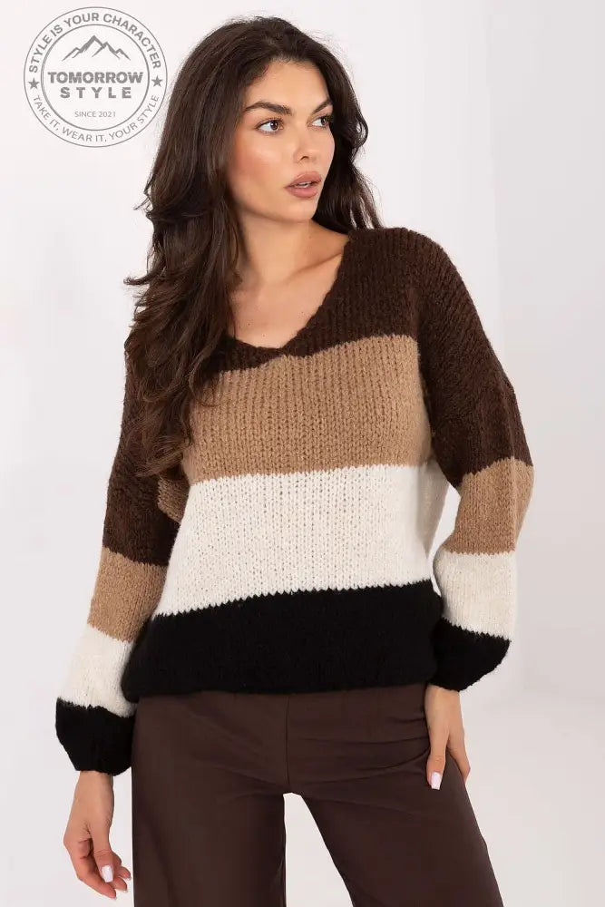 Modischer Oversize - Pullover mit Streifen für Damen - Tomorrow Style