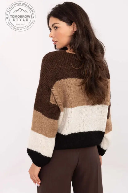 Modischer Oversize - Pullover mit Streifen für Damen - Tomorrow Style