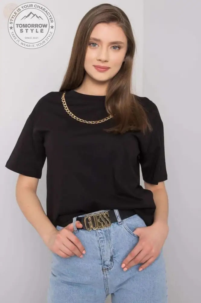 Parisian Chain Detail Tee – Damen - T-Shirt - Modell - Tomorrow Style