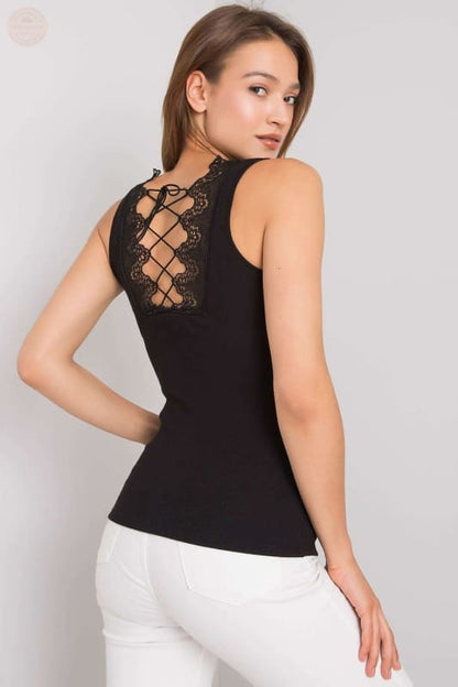 Racy Lace Back Tank: Dekorative Spitze, Rundhalsausschnitt - Tomorrow Style