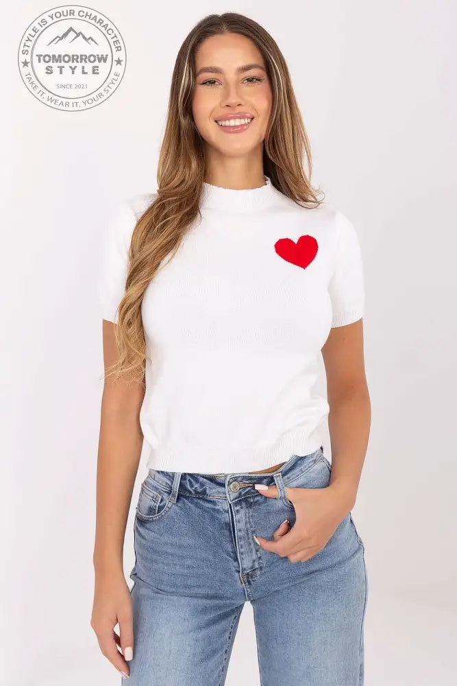 Rundhals - Style: Bequemer Pullover mit Herzchen - Tomorrow Style