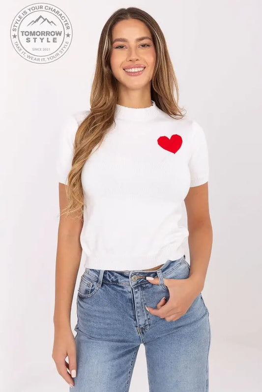 Rundhals - Style: Bequemer Pullover mit Herzchen - Tomorrow Style