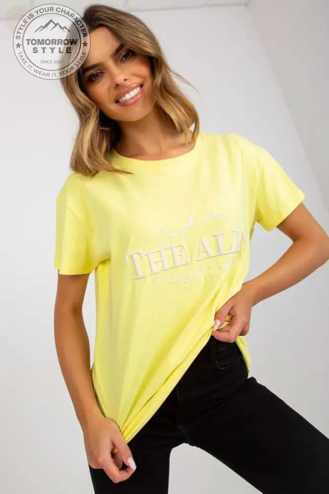 Schickes Damen T-Shirt mit kurzen Ärmeln und Deko - Schriftzug - Tomorrow Style