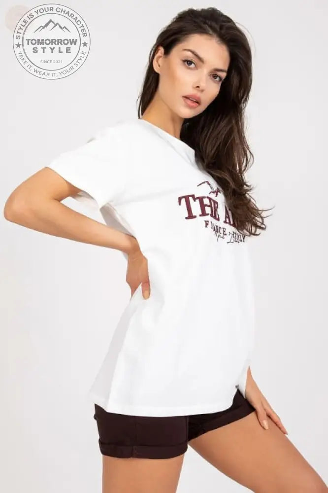 Schickes Damen T-Shirt mit kurzen Ärmeln und Deko - Schriftzug - Tomorrow Style