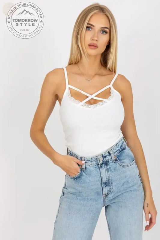 Schickes, geripptes Oberteil mit Spitzenbesatz! - Tomorrow Style