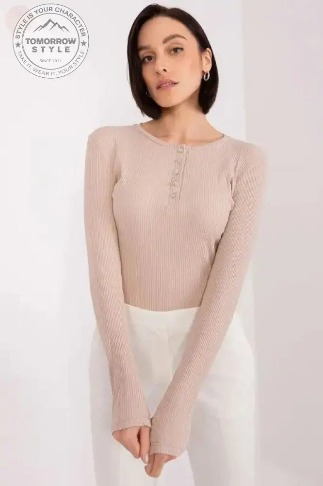 Schimmernde gestreifte Bluse: Eleganter Zirkon - Knopfverschluss - Tomorrow Style