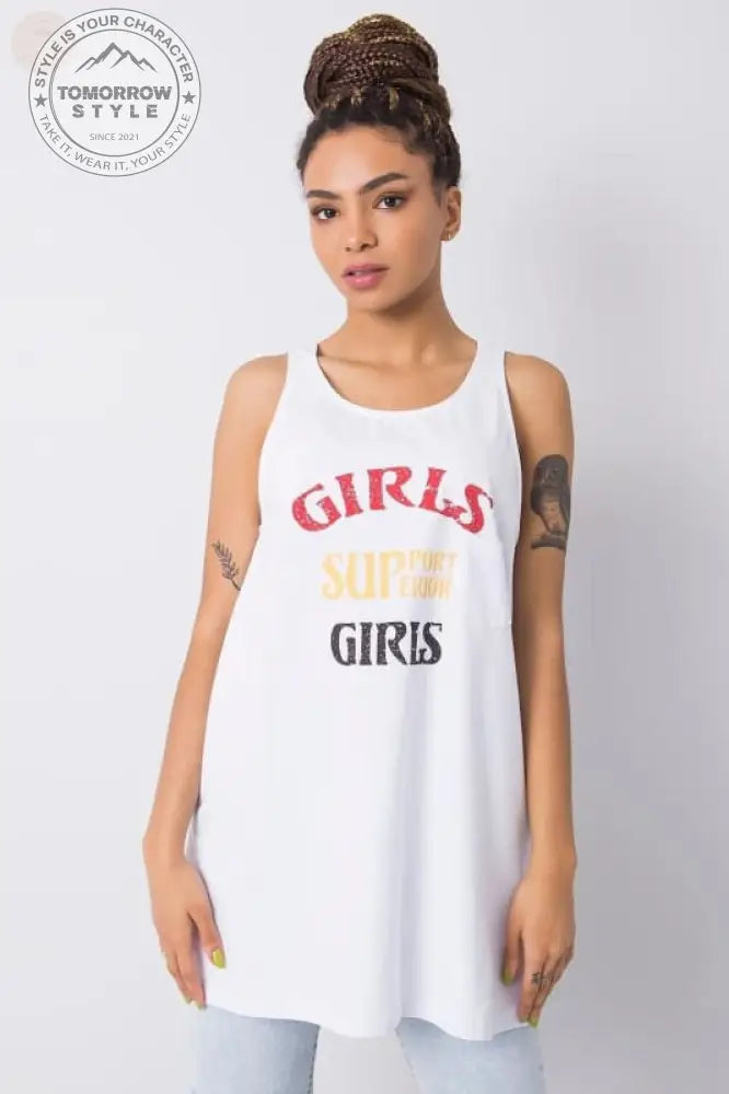 Schlankes, ärmelloses Tanktop mit dekorativem Schriftzug - Tomorrow Style