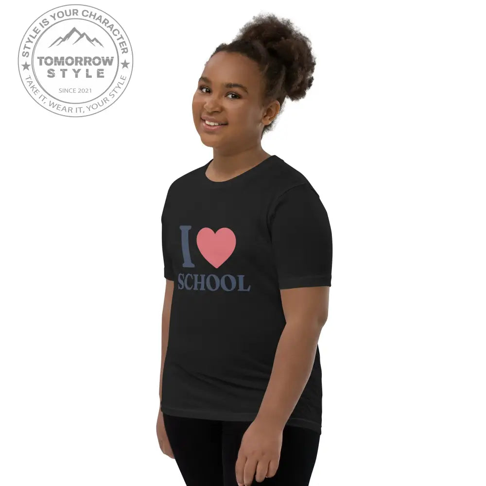 Schul - Liebe auf den Punkt gebracht!“ – Mädchen Kurzarm T-Shirt mit stylischem „Ich liebe die Schule!“ - Motiv - Tomorrow Style