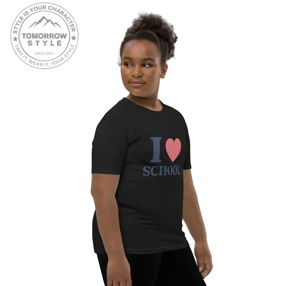 Schul - Liebe auf den Punkt gebracht!“ – Mädchen Kurzarm T-Shirt mit stylischem „Ich liebe die Schule!“ - Motiv - Tomorrow Style