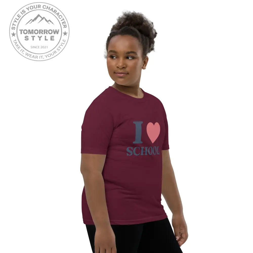 Schul - Liebe auf den Punkt gebracht!“ – Mädchen Kurzarm T-Shirt mit stylischem „Ich liebe die Schule!“ - Motiv - Tomorrow Style