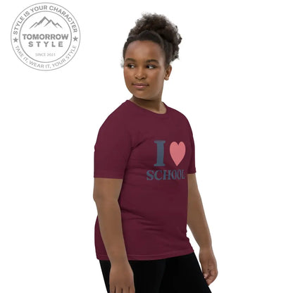 Schul - Liebe auf den Punkt gebracht!“ – Mädchen Kurzarm T-Shirt mit stylischem „Ich liebe die Schule!“ - Motiv - Tomorrow Style