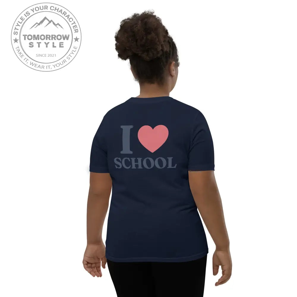 Schul - Liebe auf den Punkt gebracht!“ – Mädchen Kurzarm T-Shirt mit stylischem „Ich liebe die Schule!“ - Motiv - Tomorrow Style