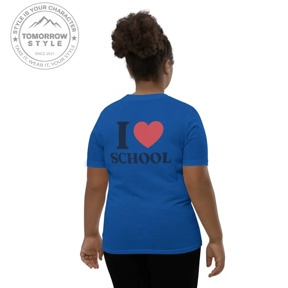 Schul - Liebe auf den Punkt gebracht!“ – Mädchen Kurzarm T-Shirt mit stylischem „Ich liebe die Schule!“ - Motiv - Tomorrow Style