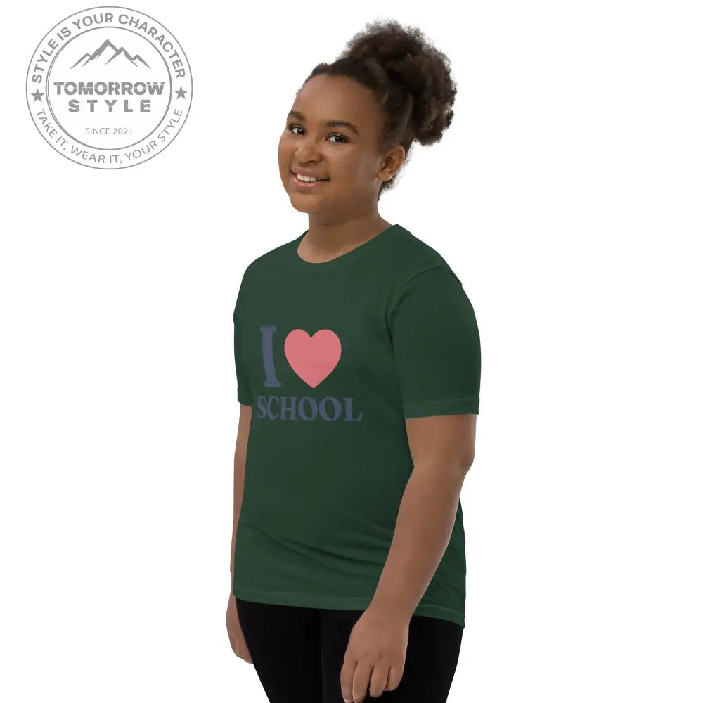 Schul - Liebe auf den Punkt gebracht!“ – Mädchen Kurzarm T-Shirt mit stylischem „Ich liebe die Schule!“ - Motiv - Tomorrow Style