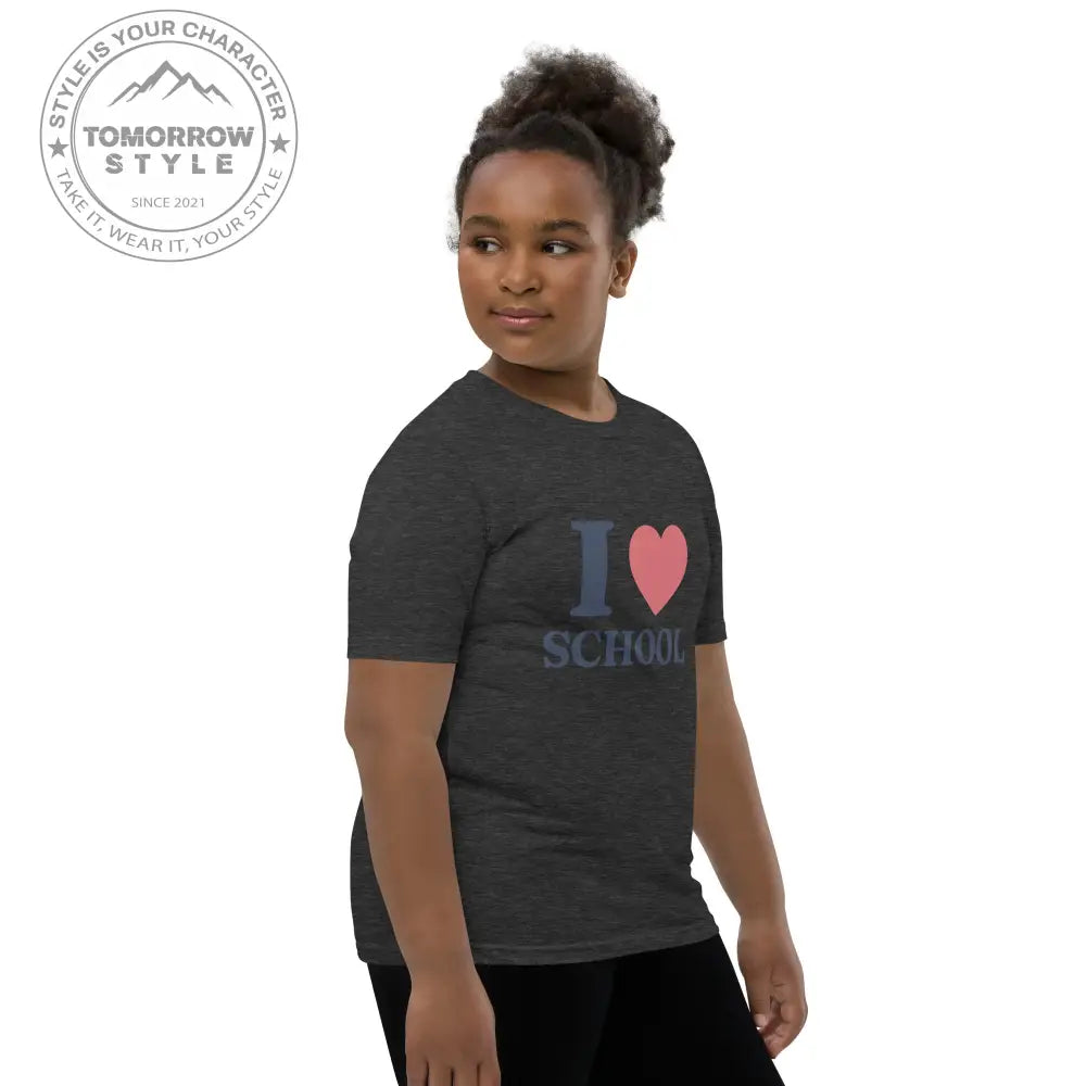 Schul - Liebe auf den Punkt gebracht!“ – Mädchen Kurzarm T-Shirt mit stylischem „Ich liebe die Schule!“ - Motiv - Tomorrow Style