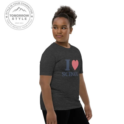 Schul - Liebe auf den Punkt gebracht!“ – Mädchen Kurzarm T-Shirt mit stylischem „Ich liebe die Schule!“ - Motiv - Tomorrow Style
