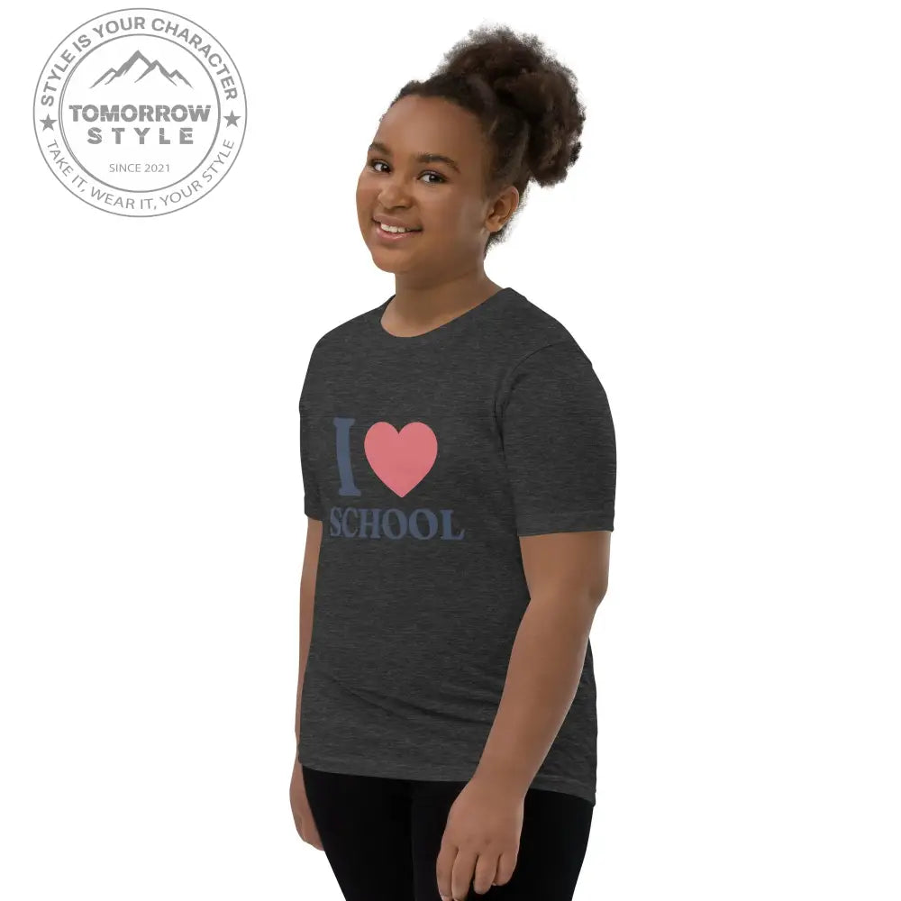 Schul - Liebe auf den Punkt gebracht!“ – Mädchen Kurzarm T-Shirt mit stylischem „Ich liebe die Schule!“ - Motiv - Tomorrow Style
