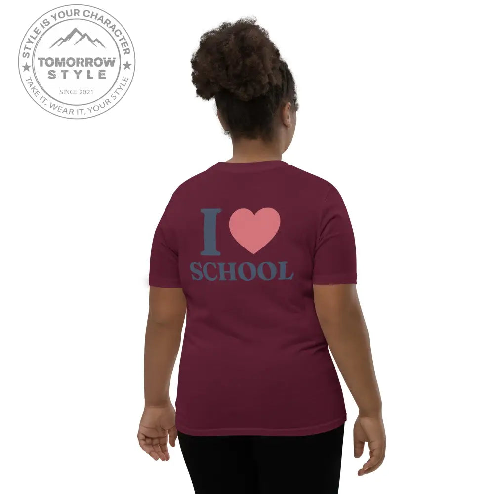 Schul - Liebe auf den Punkt gebracht!“ – Mädchen Kurzarm T-Shirt mit stylischem „Ich liebe die Schule!“ - Motiv - Tomorrow Style
