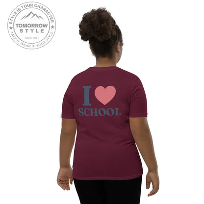 Schul - Liebe auf den Punkt gebracht!“ – Mädchen Kurzarm T-Shirt mit stylischem „Ich liebe die Schule!“ - Motiv - Tomorrow Style