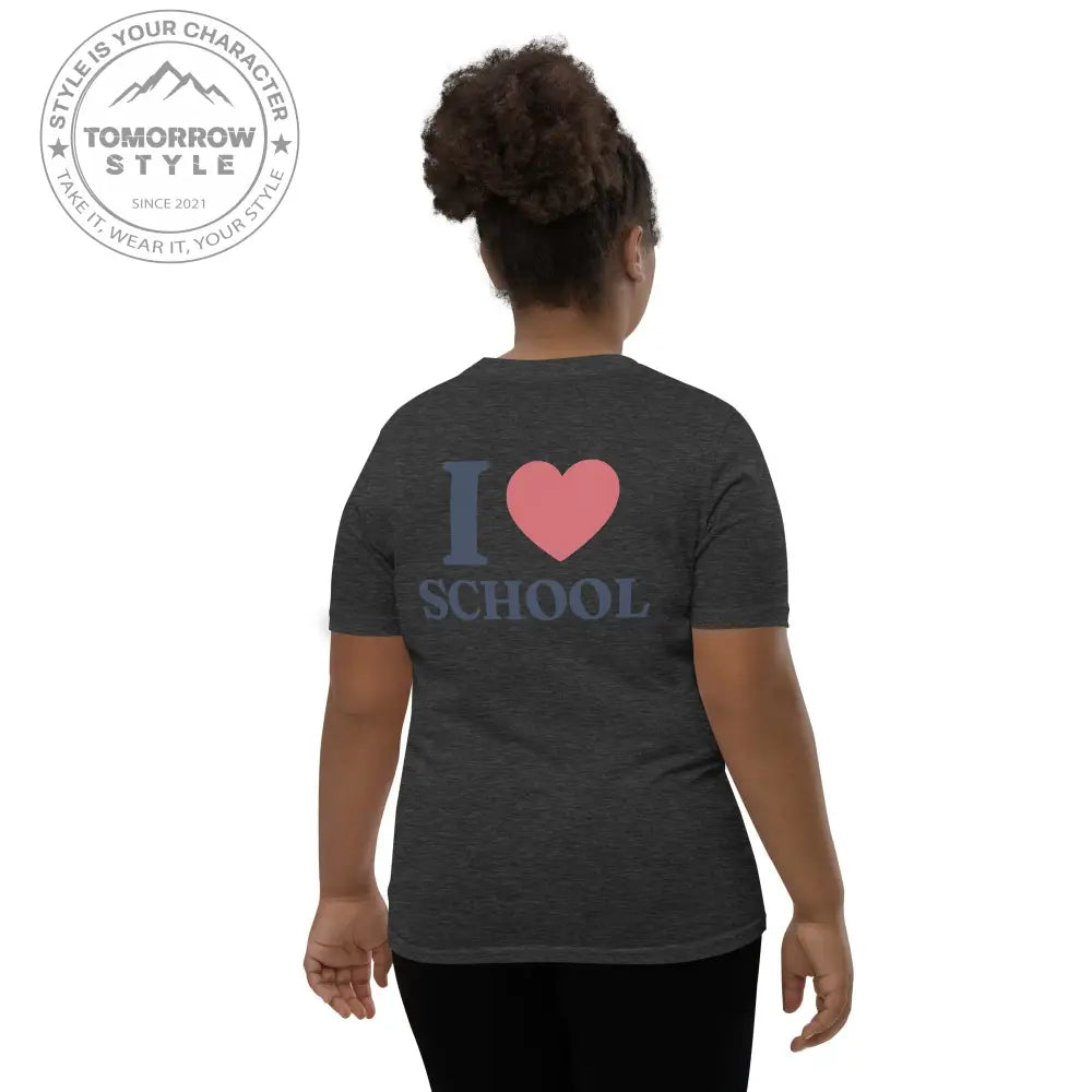 Schul - Liebe auf den Punkt gebracht!“ – Mädchen Kurzarm T-Shirt mit stylischem „Ich liebe die Schule!“ - Motiv - Tomorrow Style
