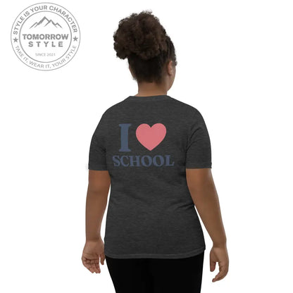Schul - Liebe auf den Punkt gebracht!“ – Mädchen Kurzarm T-Shirt mit stylischem „Ich liebe die Schule!“ - Motiv - Tomorrow Style