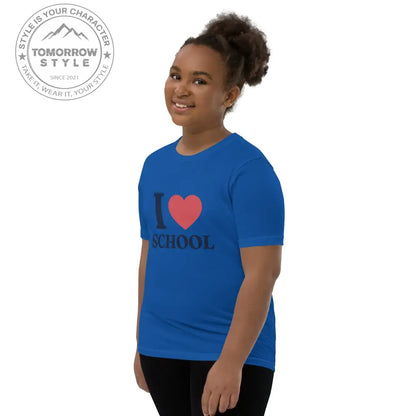Schul - Liebe auf den Punkt gebracht!“ – Mädchen Kurzarm T-Shirt mit stylischem „Ich liebe die Schule!“ - Motiv - Tomorrow Style