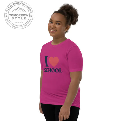 Schul - Liebe auf den Punkt gebracht!“ – Mädchen Kurzarm T-Shirt mit stylischem „Ich liebe die Schule!“ - Motiv - Tomorrow Style