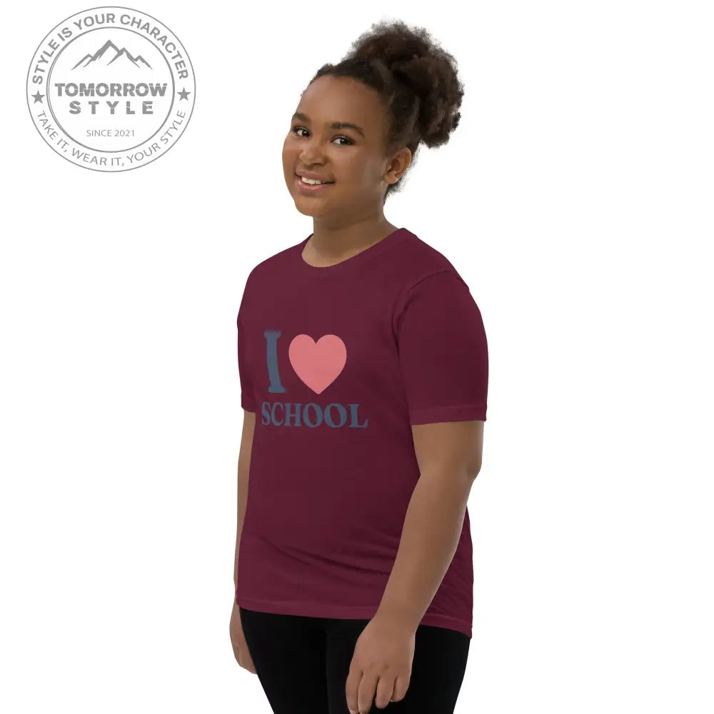 Schul - Liebe auf den Punkt gebracht!“ – Mädchen Kurzarm T-Shirt mit stylischem „Ich liebe die Schule!“ - Motiv - Tomorrow Style