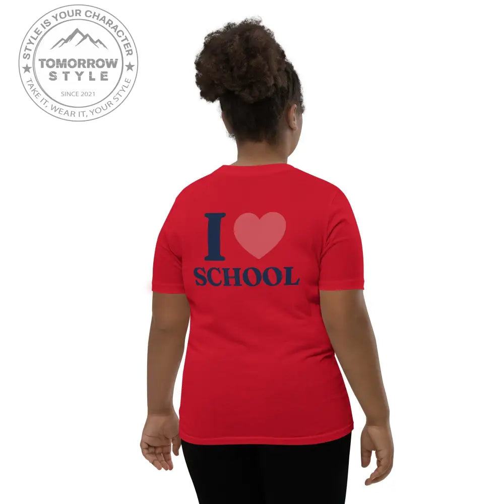 Schul - Liebe auf den Punkt gebracht!“ – Mädchen Kurzarm T-Shirt mit stylischem „Ich liebe die Schule!“ - Motiv - Tomorrow Style
