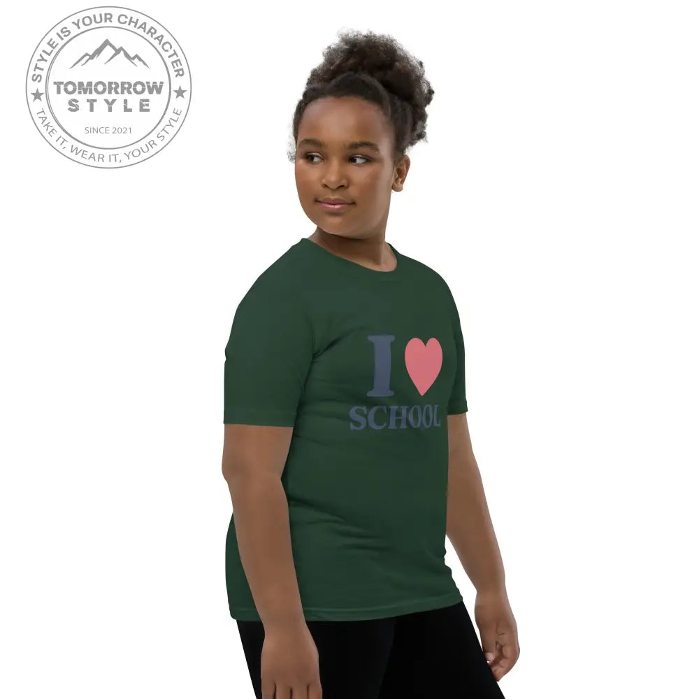 Schul - Liebe auf den Punkt gebracht!“ – Mädchen Kurzarm T-Shirt mit stylischem „Ich liebe die Schule!“ - Motiv - Tomorrow Style