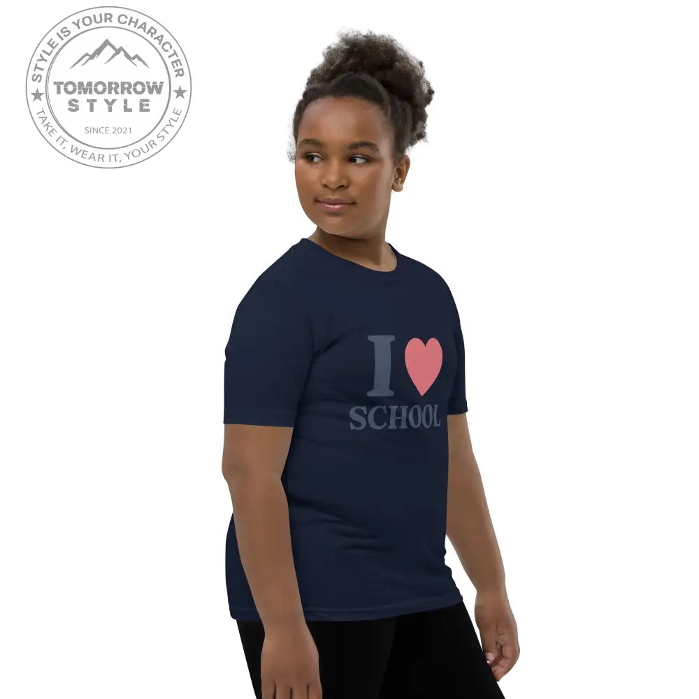 Schul - Liebe auf den Punkt gebracht!“ – Mädchen Kurzarm T-Shirt mit stylischem „Ich liebe die Schule!“ - Motiv - Tomorrow Style