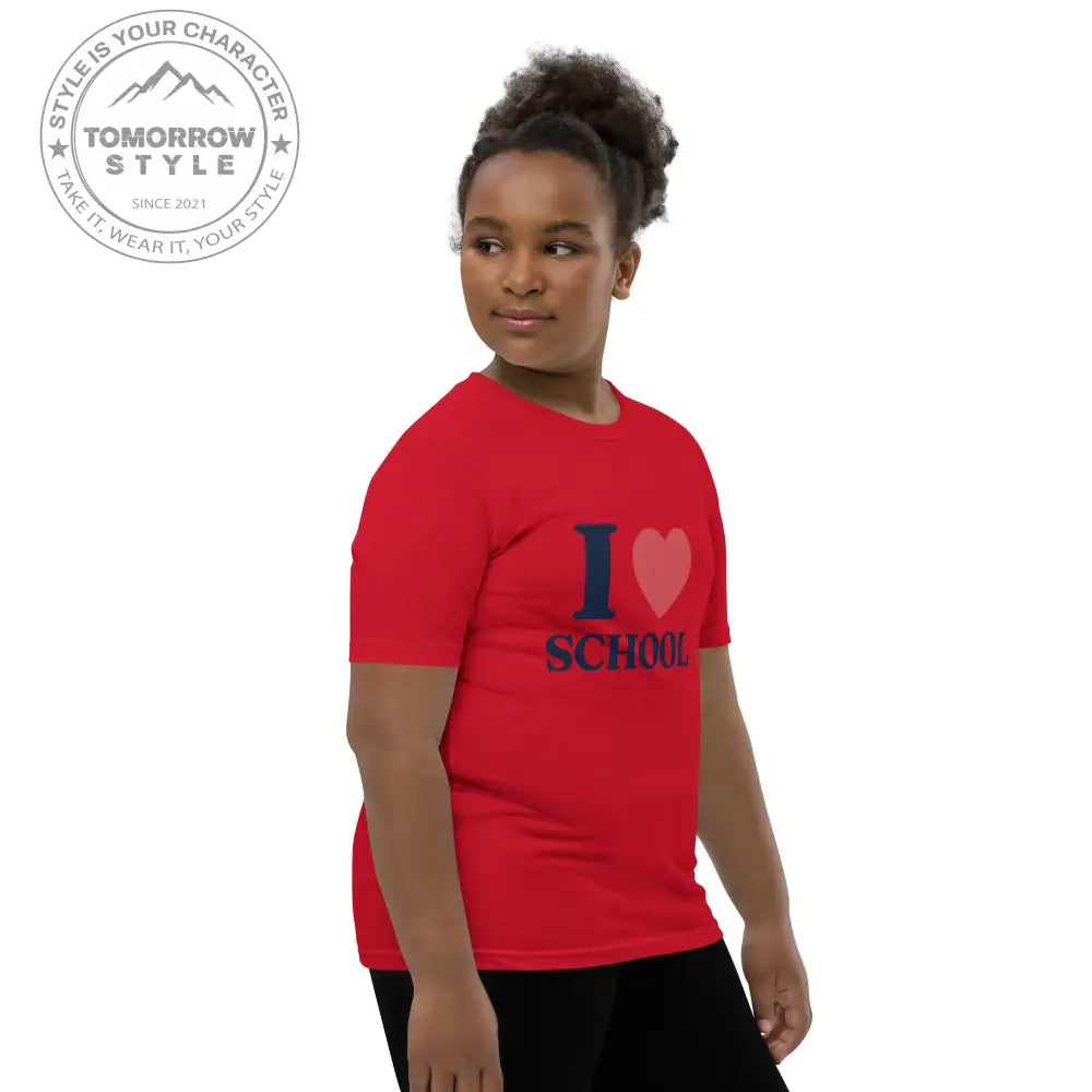 Schul - Liebe auf den Punkt gebracht!“ – Mädchen Kurzarm T-Shirt mit stylischem „Ich liebe die Schule!“ - Motiv - Tomorrow Style