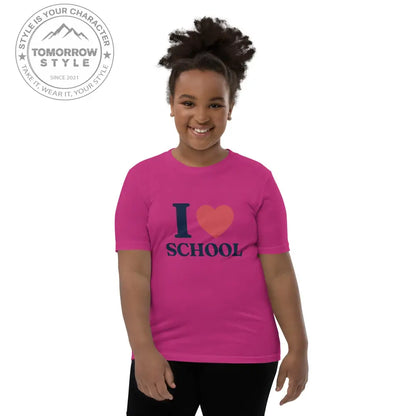 Schul - Liebe auf den Punkt gebracht!“ – Mädchen Kurzarm T-Shirt mit stylischem „Ich liebe die Schule!“ - Motiv - Tomorrow Style