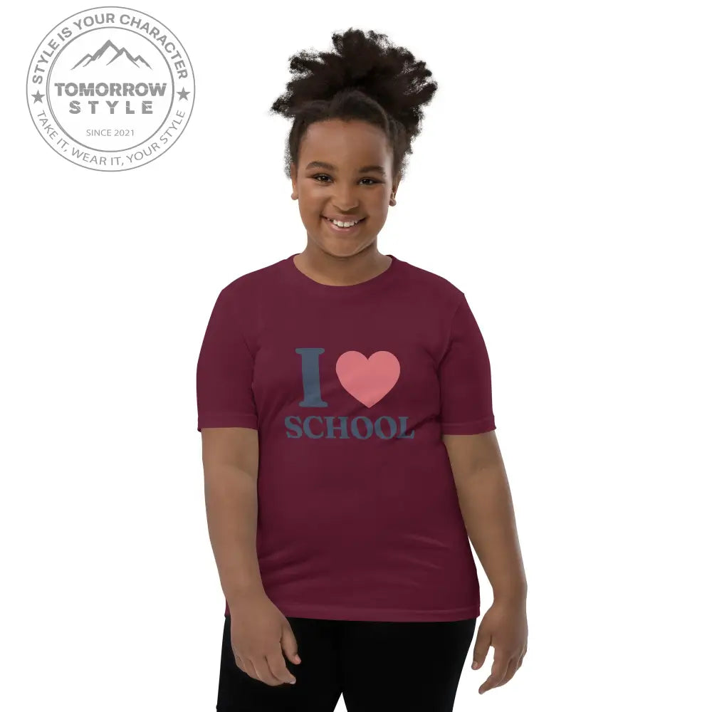 Schul - Liebe auf den Punkt gebracht!“ – Mädchen Kurzarm T-Shirt mit stylischem „Ich liebe die Schule!“ - Motiv - Tomorrow Style