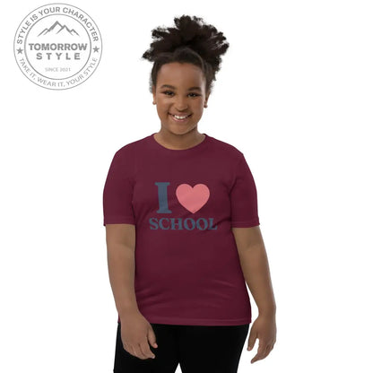 Schul - Liebe auf den Punkt gebracht!“ – Mädchen Kurzarm T-Shirt mit stylischem „Ich liebe die Schule!“ - Motiv - Tomorrow Style