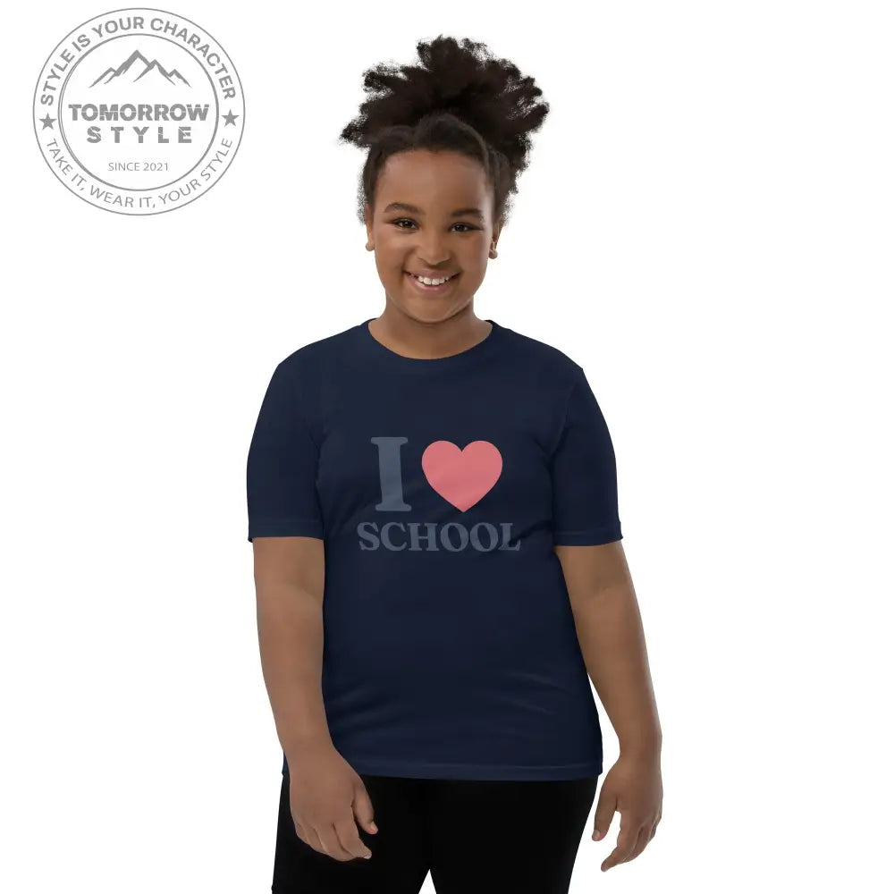 Schul - Liebe auf den Punkt gebracht!“ – Mädchen Kurzarm T-Shirt mit stylischem „Ich liebe die Schule!“ - Motiv - Tomorrow Style