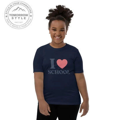 Schul - Liebe auf den Punkt gebracht!“ – Mädchen Kurzarm T-Shirt mit stylischem „Ich liebe die Schule!“ - Motiv - Tomorrow Style