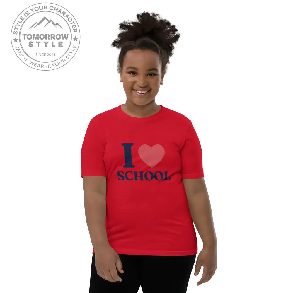 Schul - Liebe auf den Punkt gebracht!“ – Mädchen Kurzarm T-Shirt mit stylischem „Ich liebe die Schule!“ - Motiv - Tomorrow Style