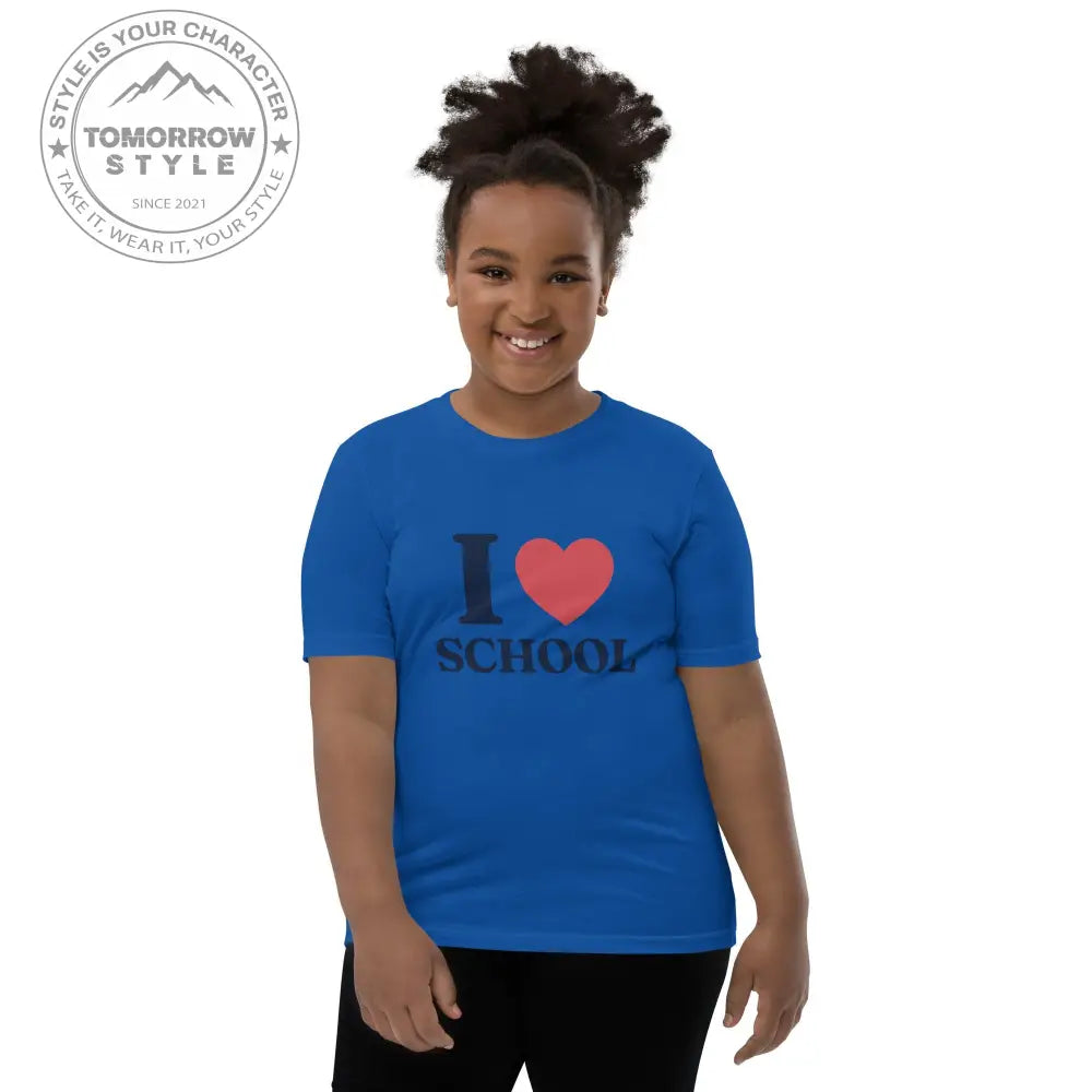Schul - Liebe auf den Punkt gebracht!“ – Mädchen Kurzarm T-Shirt mit stylischem „Ich liebe die Schule!“ - Motiv - Tomorrow Style