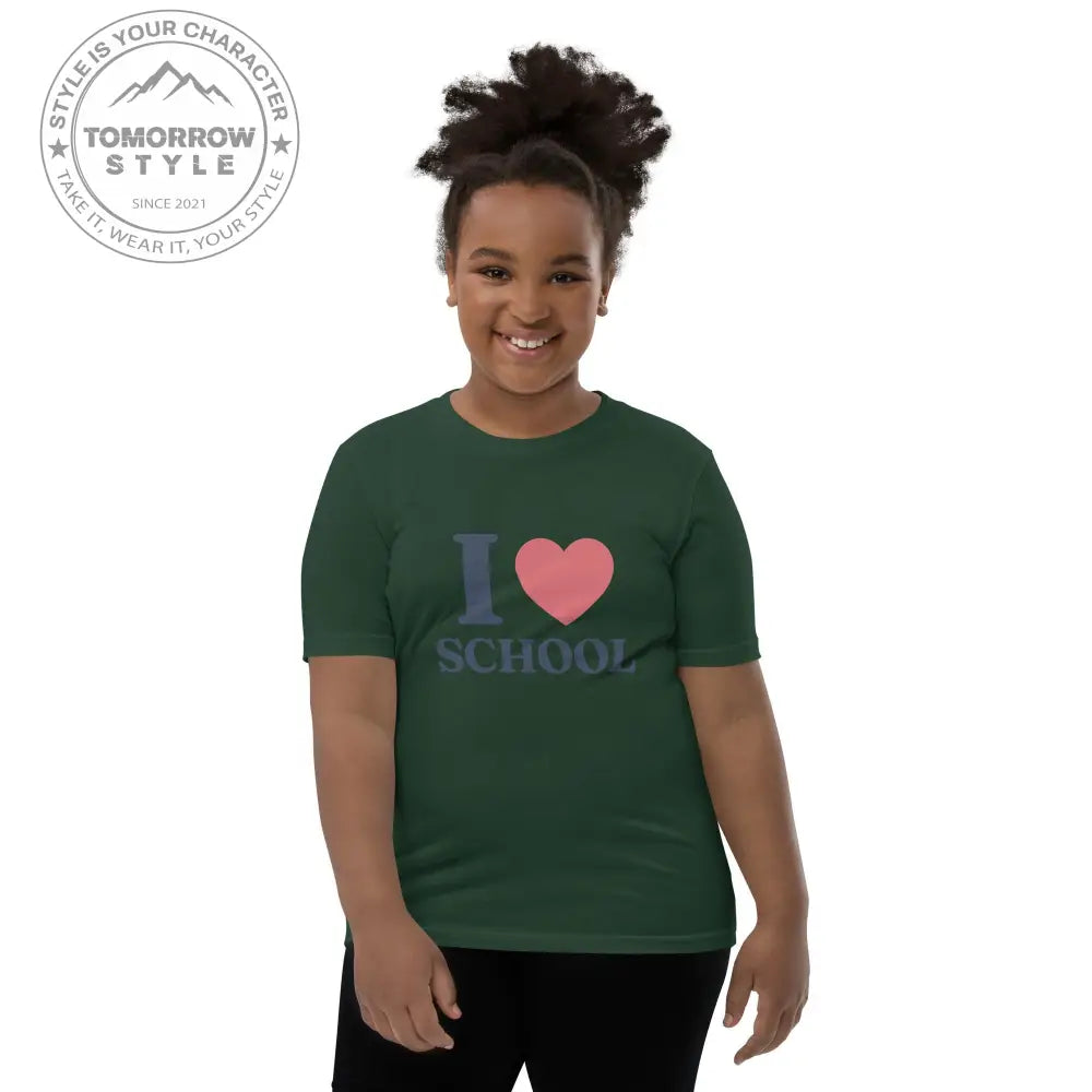Schul - Liebe auf den Punkt gebracht!“ – Mädchen Kurzarm T-Shirt mit stylischem „Ich liebe die Schule!“ - Motiv - Tomorrow Style