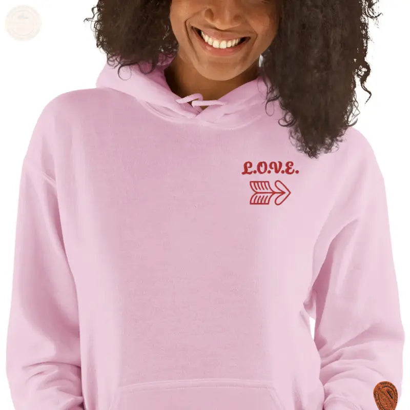 Bestickte Damen Hoodie - Hellpink / S