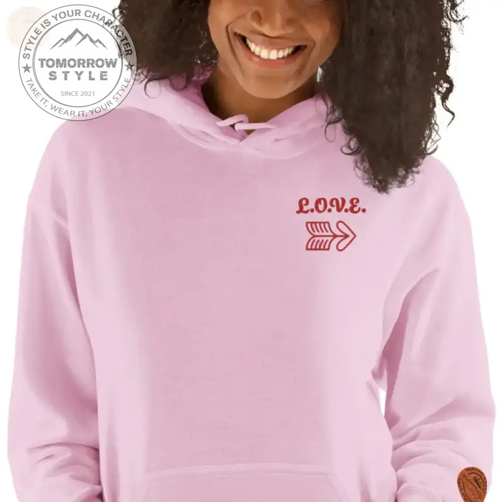 Bestickte Damen Hoodie - Hellpink / S