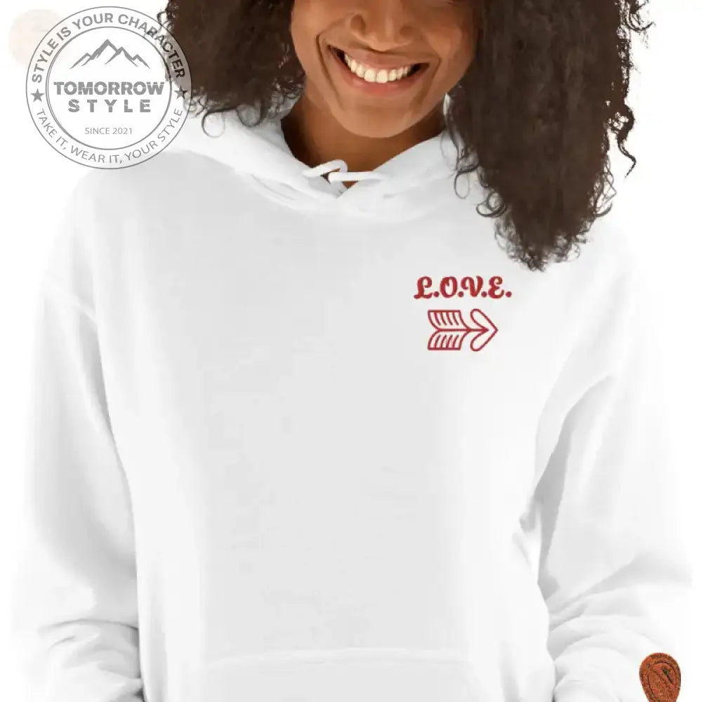 Bestickte Damen Hoodie - Weiß / S