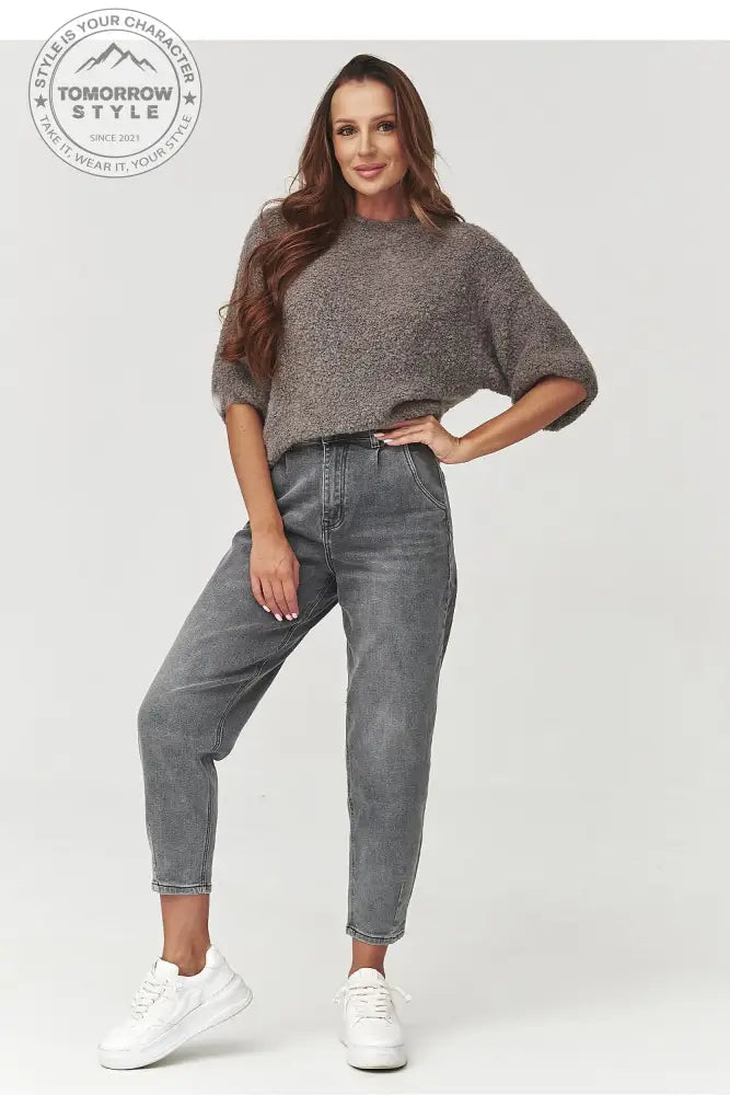 Stylischer Bouclé - Pullover mit Ellenbogenärmeln - Tomorrow Style